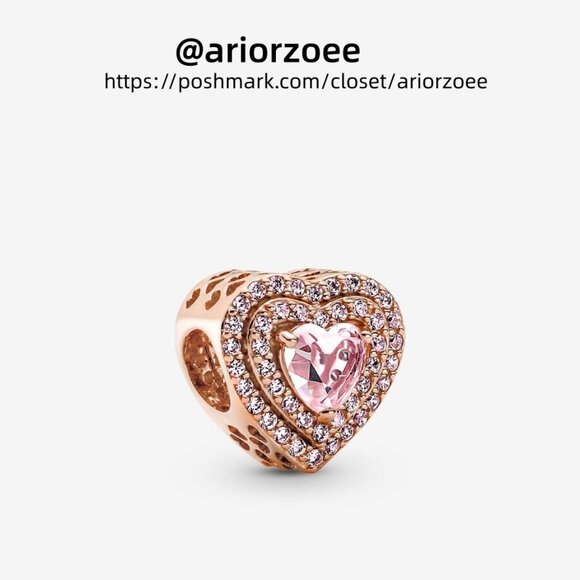 Pandora Sparkling Levelled Heart Charm|Pendant - Picture 1 of 2